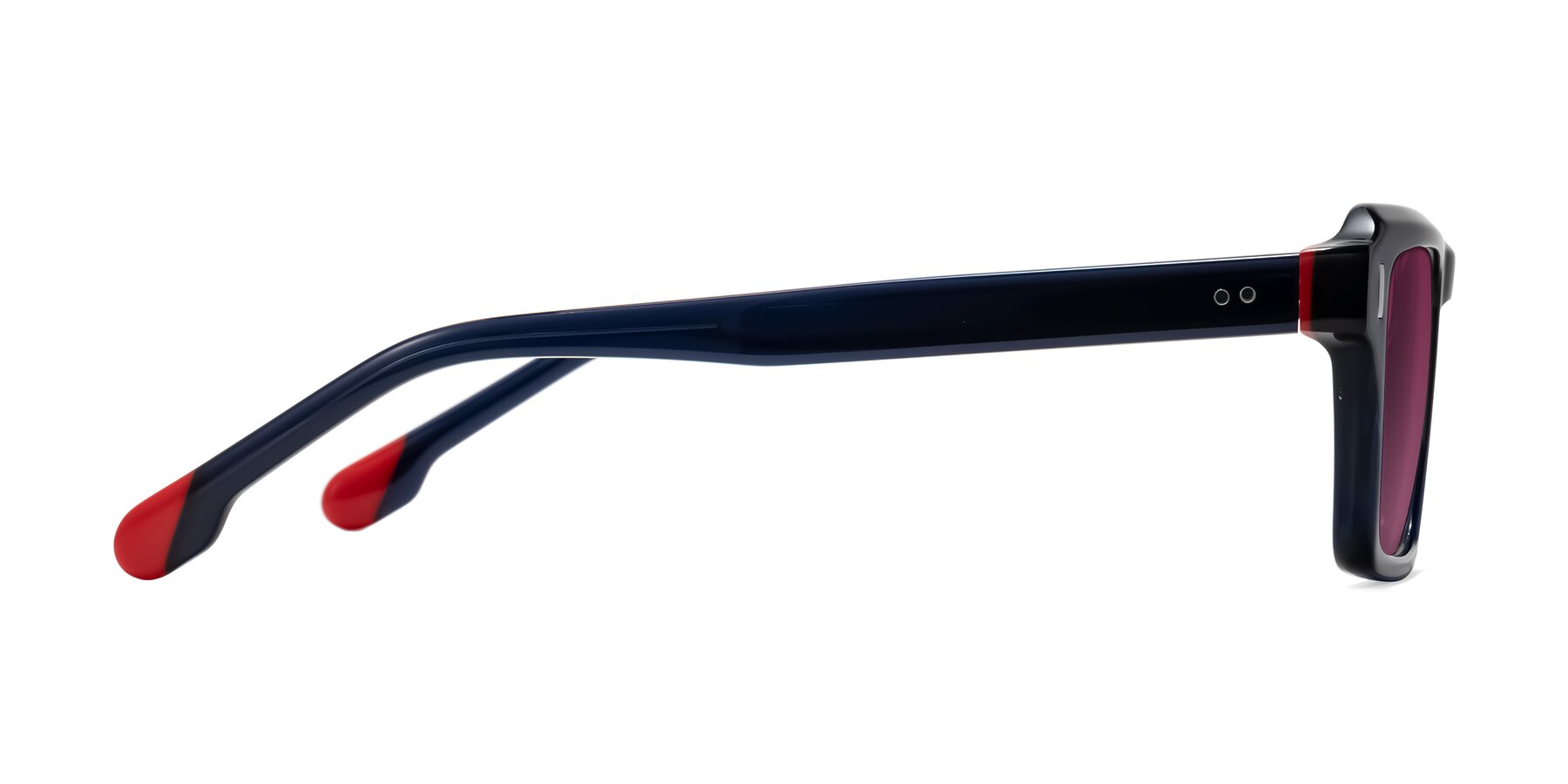 Side of Sloan in Dark Navy with Wine Tinted Lenses