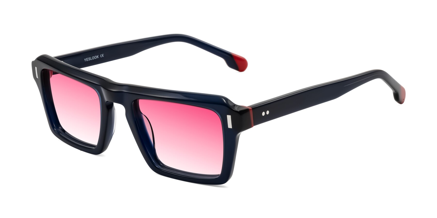 Angle of Sloan in Dark Navy with Pink Gradient Lenses