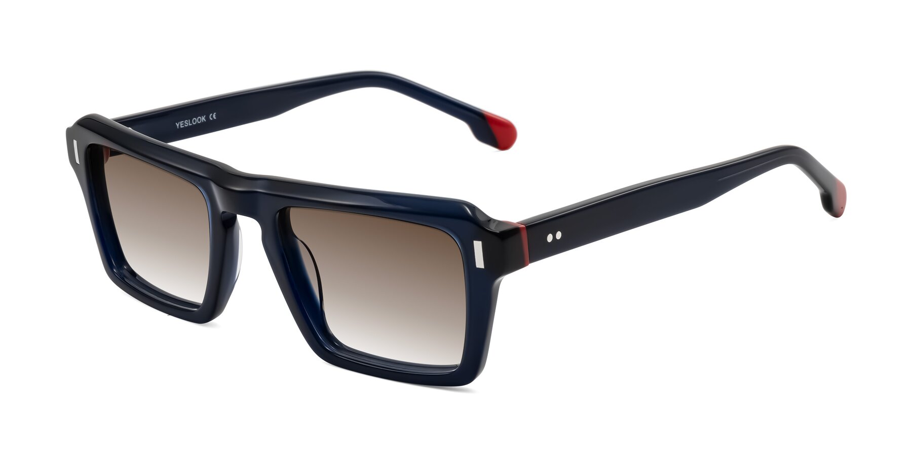 Angle of Sloan in Dark Navy with Brown Gradient Lenses