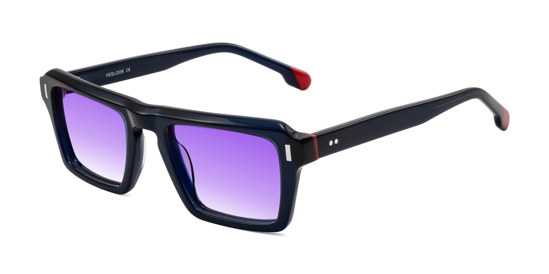 Angle of Sloan in Dark Navy with Purple Gradient Lenses