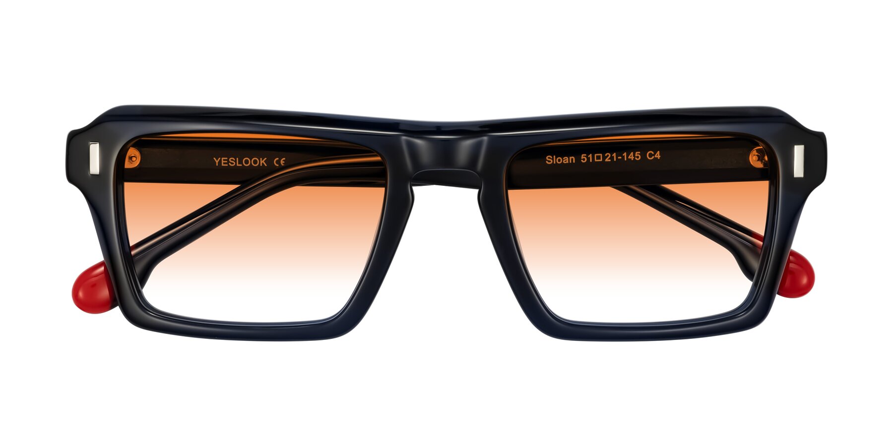 Folded Front of Sloan in Dark Navy with Orange Gradient Lenses