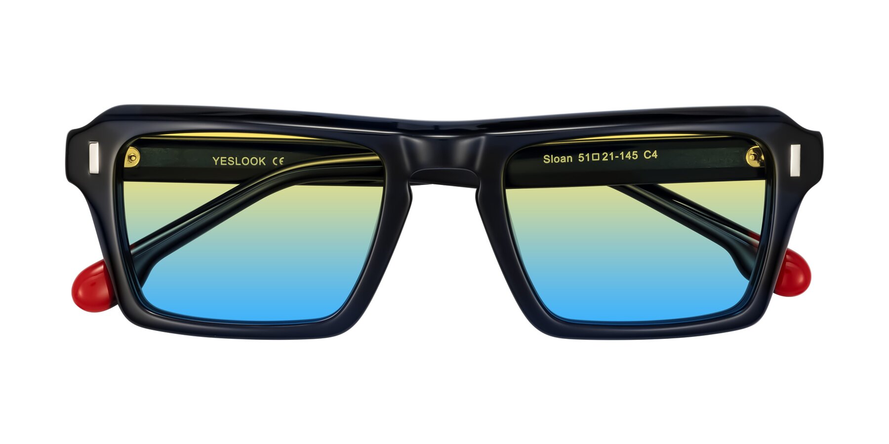 Folded Front of Sloan in Dark Navy with Yellow / Blue Gradient Lenses