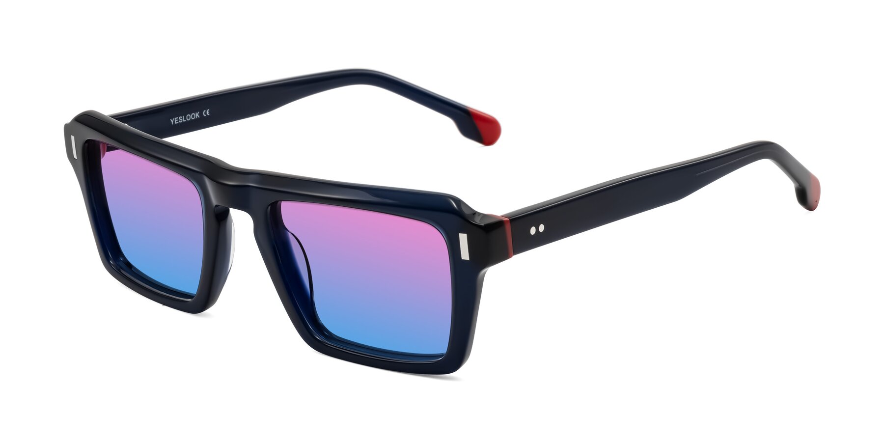 Angle of Sloan in Dark Navy with Pink / Blue Gradient Lenses