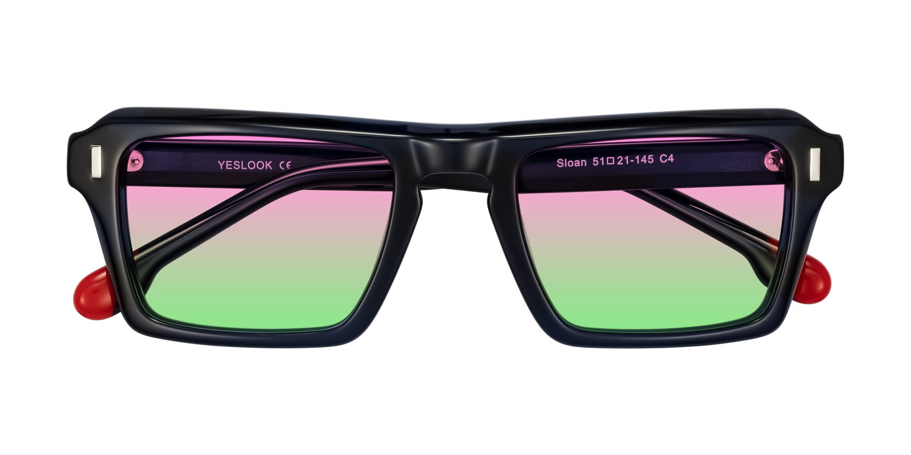 Folded Front of Sloan in Dark Navy with Pink / Green Gradient Lenses
