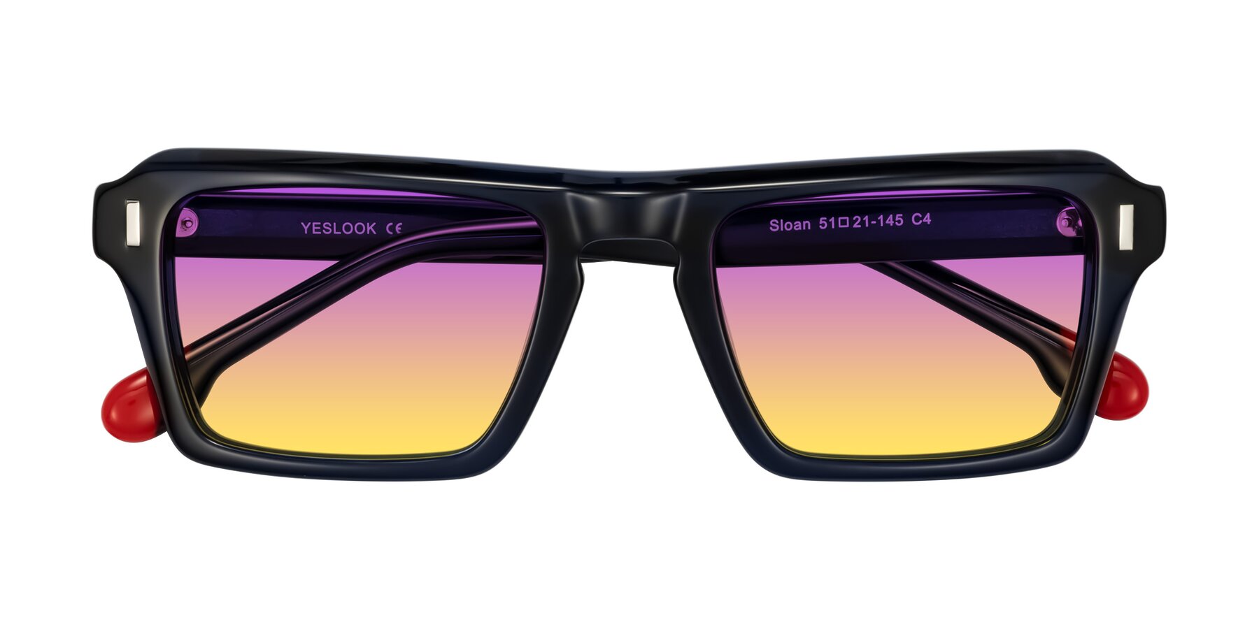 Folded Front of Sloan in Dark Navy with Purple / Yellow Gradient Lenses