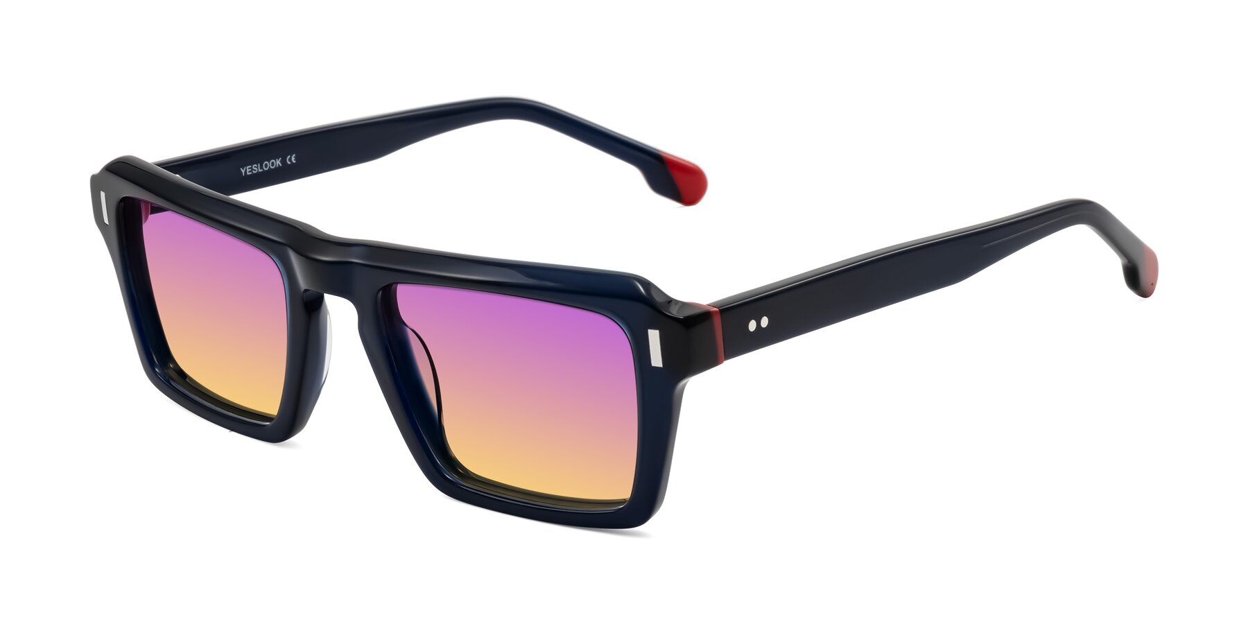 Angle of Sloan in Dark Navy with Purple / Yellow Gradient Lenses