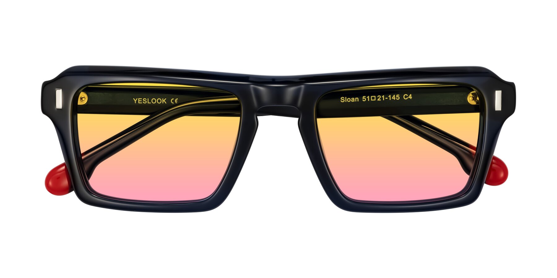 Folded Front of Sloan in Dark Navy with Yellow / Pink Gradient Lenses