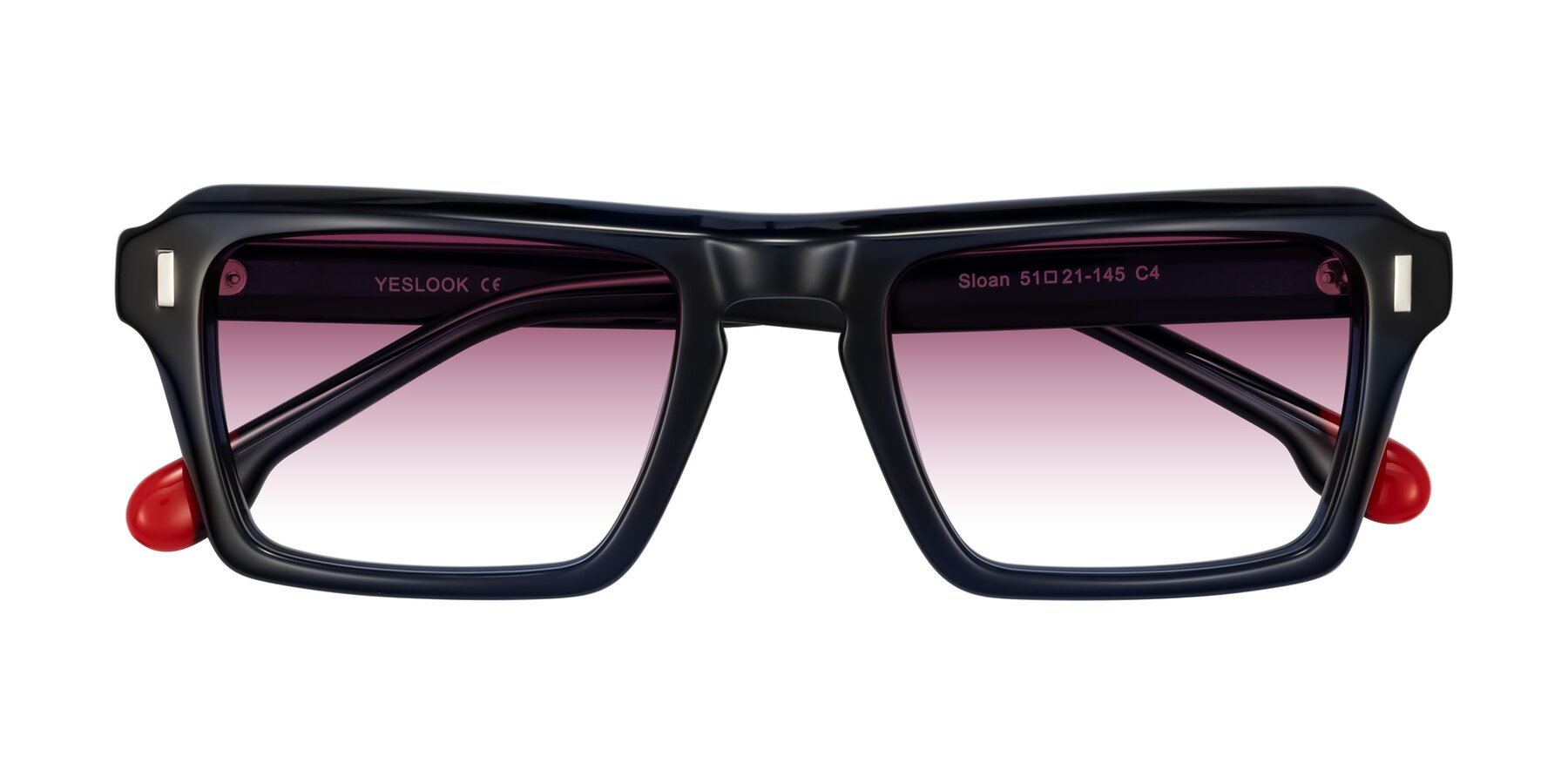Folded Front of Sloan in Dark Navy with Wine Gradient Lenses