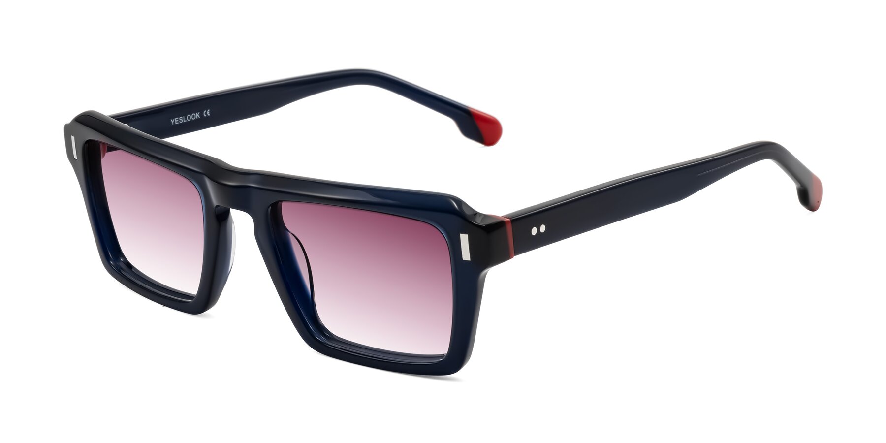 Angle of Sloan in Dark Navy with Wine Gradient Lenses