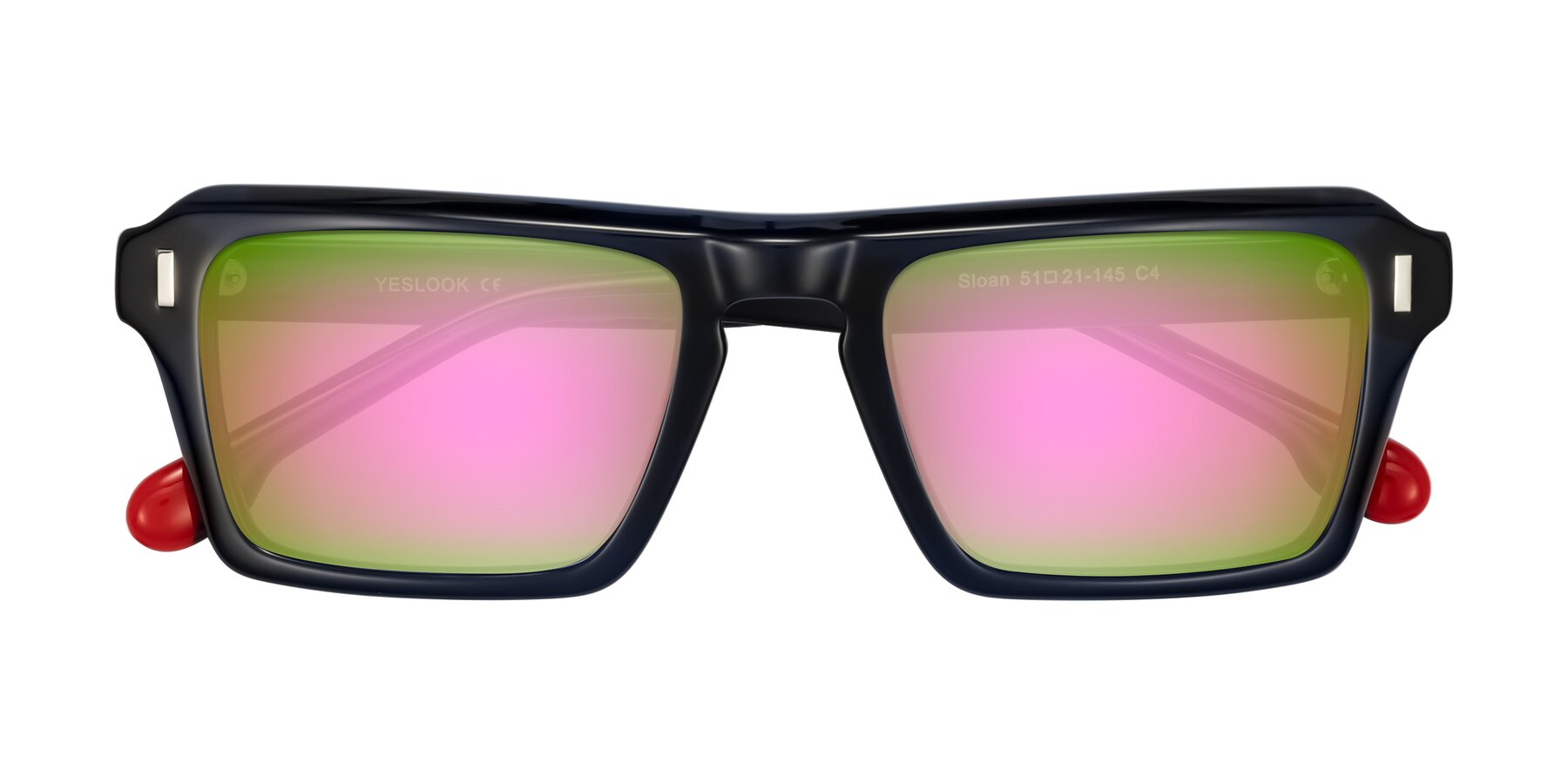 Folded Front of Sloan in Dark Navy with Pink Mirrored Lenses