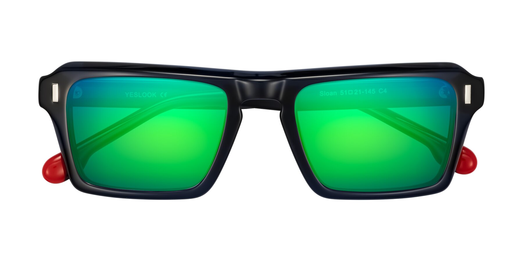 Folded Front of Sloan in Dark Navy with Green Mirrored Lenses