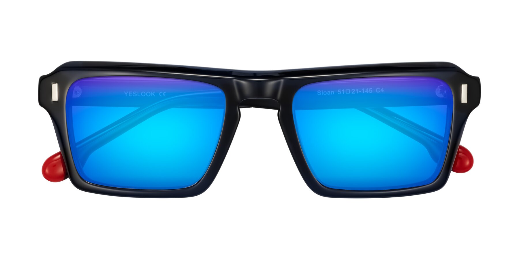 Folded Front of Sloan in Dark Navy with Blue Mirrored Lenses
