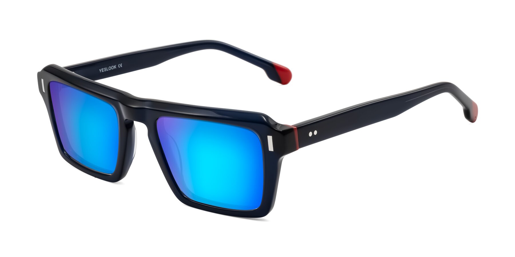 Angle of Sloan in Dark Navy with Blue Mirrored Lenses