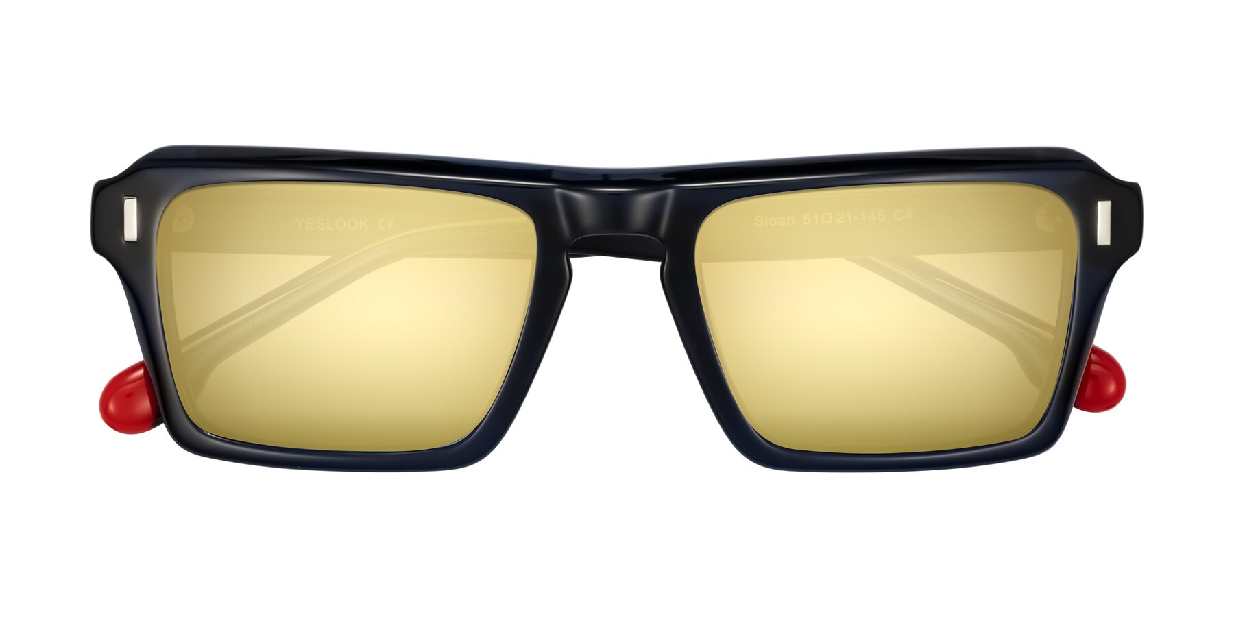 Folded Front of Sloan in Dark Navy with Gold Mirrored Lenses