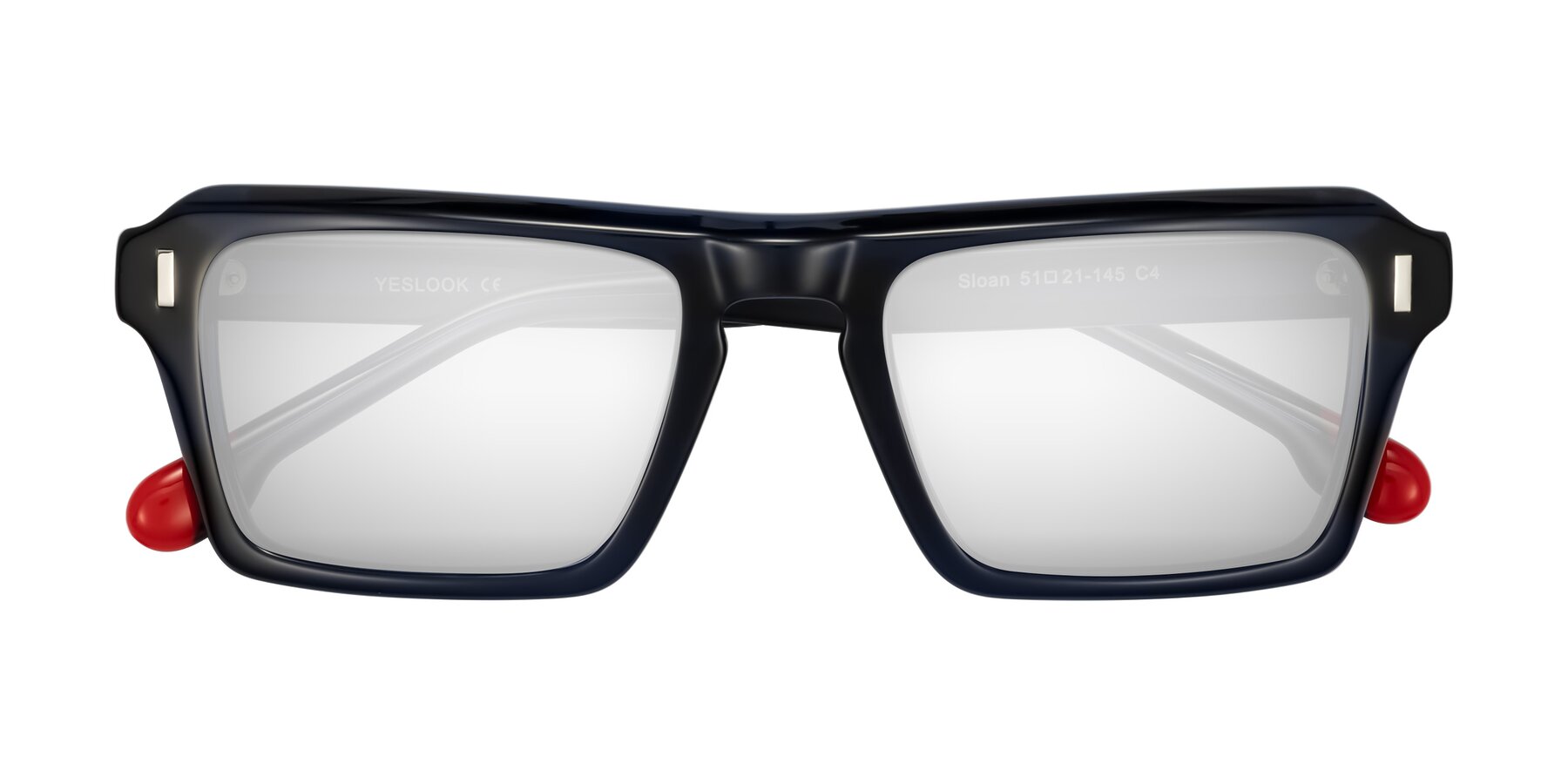 Folded Front of Sloan in Dark Navy with Silver Mirrored Lenses