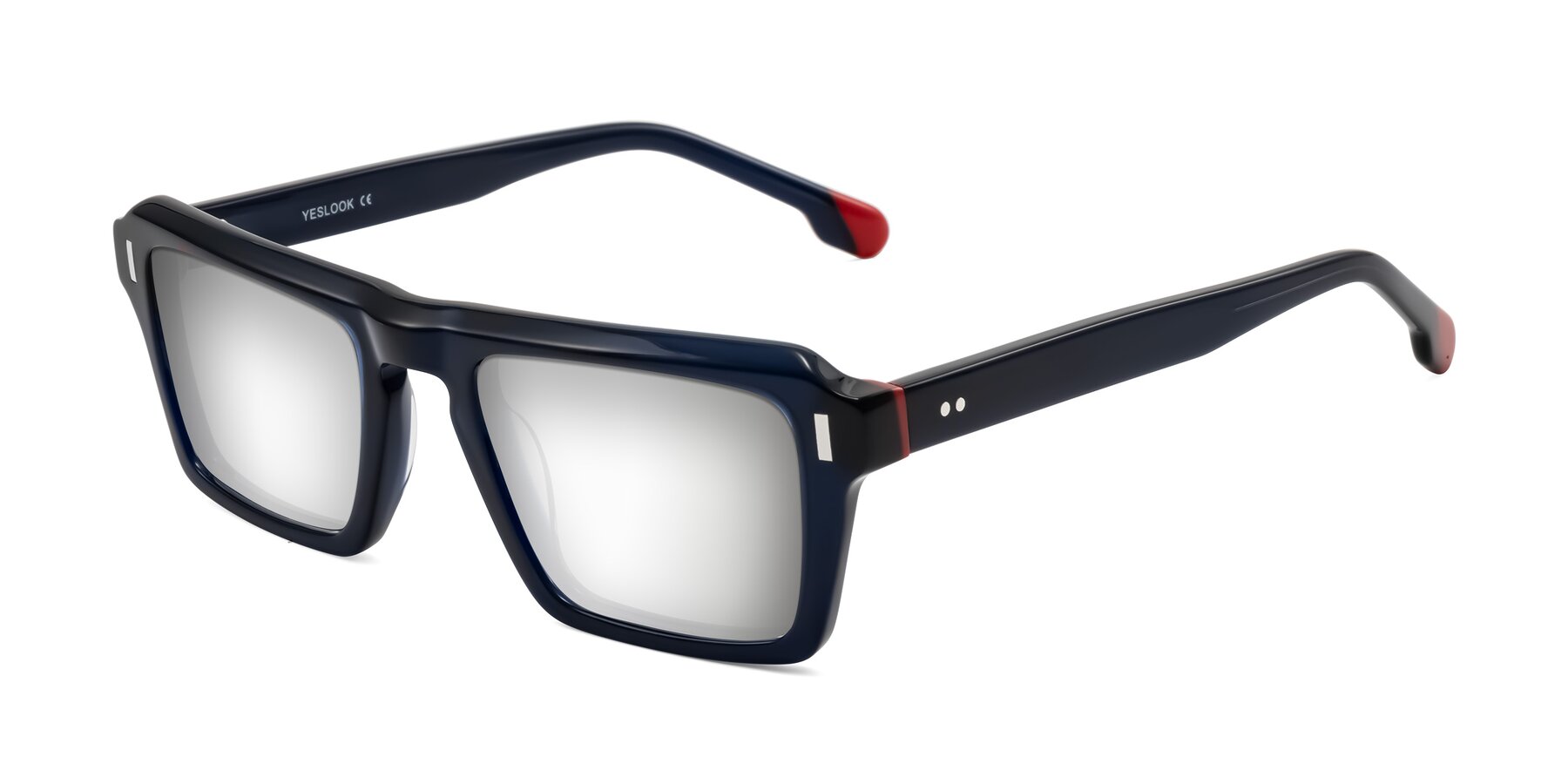 Angle of Sloan in Dark Navy with Silver Mirrored Lenses