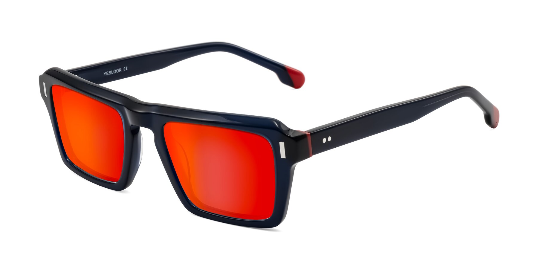 Angle of Sloan in Dark Navy with Red Gold Mirrored Lenses