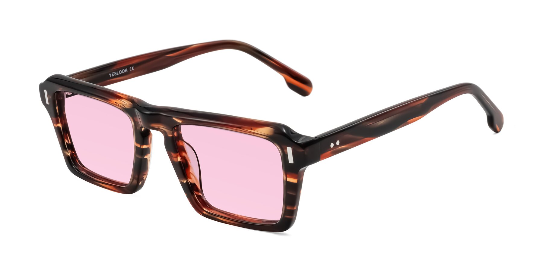 Angle of Sloan in Brown Striped with Light Pink Tinted Lenses