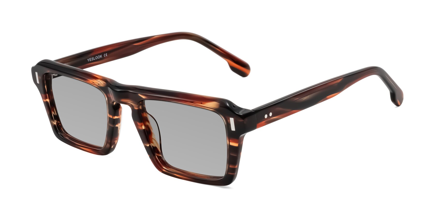 Angle of Sloan in Brown Striped with Light Gray Tinted Lenses