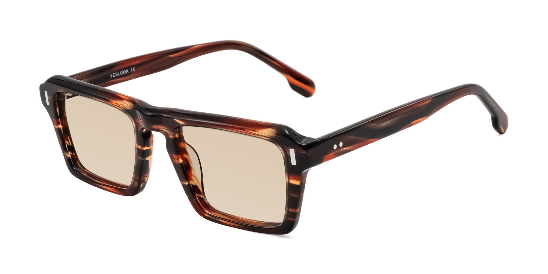 Angle of Sloan in Brown Striped with Light Brown Tinted Lenses