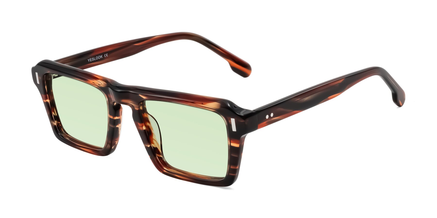 Angle of Sloan in Brown Striped with Light Green Tinted Lenses