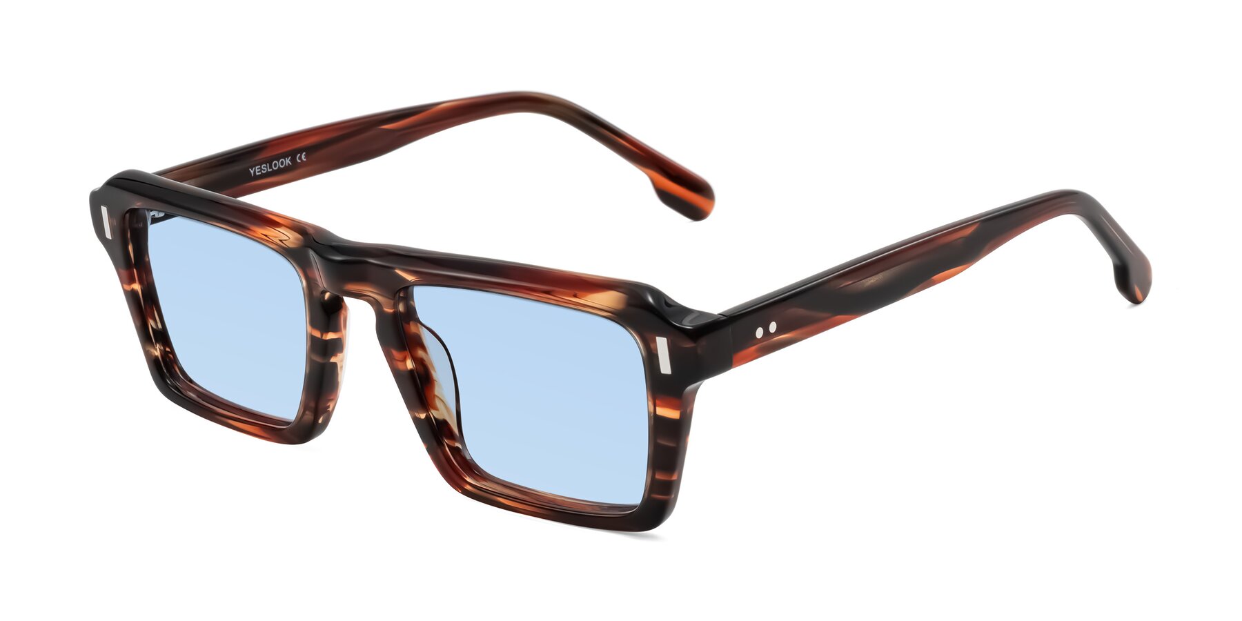 Angle of Sloan in Brown Striped with Light Blue Tinted Lenses