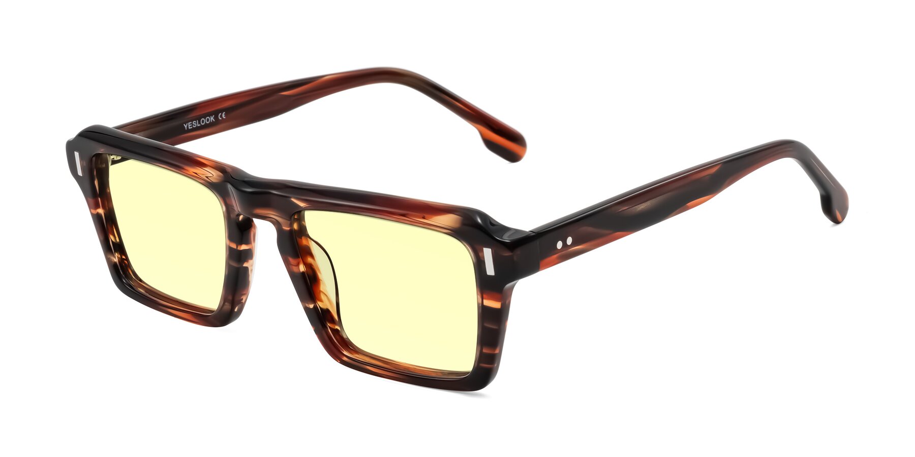 Angle of Sloan in Brown Striped with Light Yellow Tinted Lenses