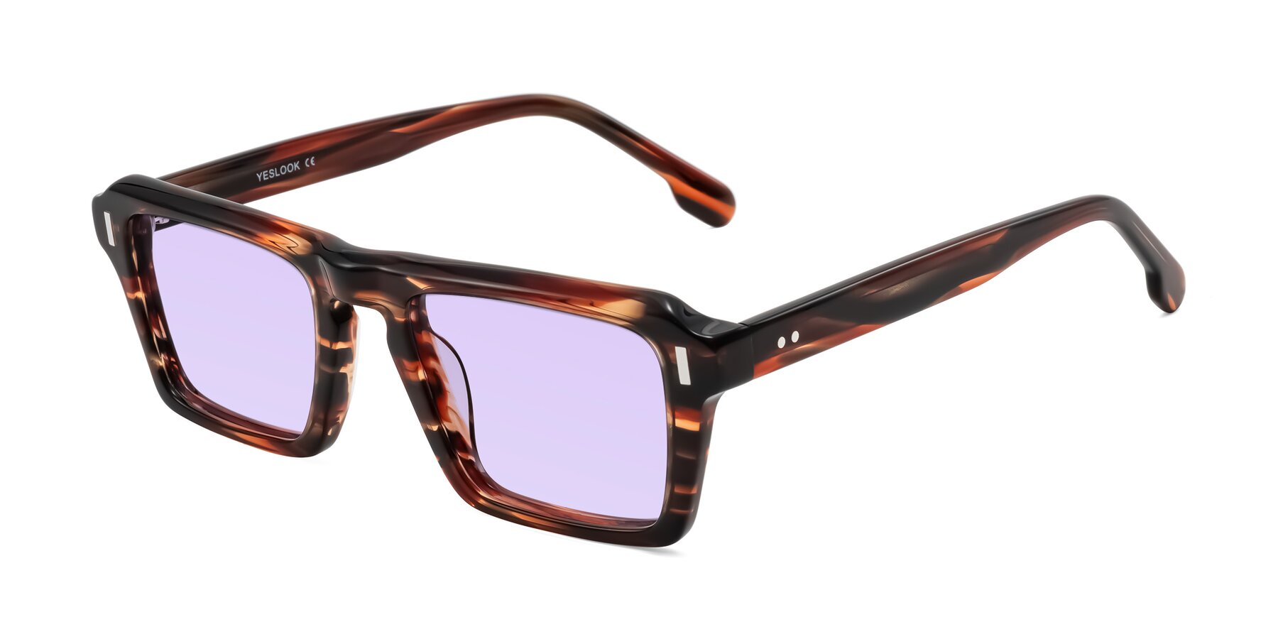 Angle of Sloan in Brown Striped with Light Purple Tinted Lenses
