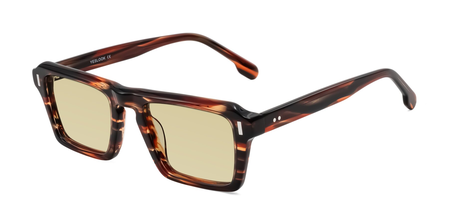Angle of Sloan in Brown Striped with Light Champagne Tinted Lenses