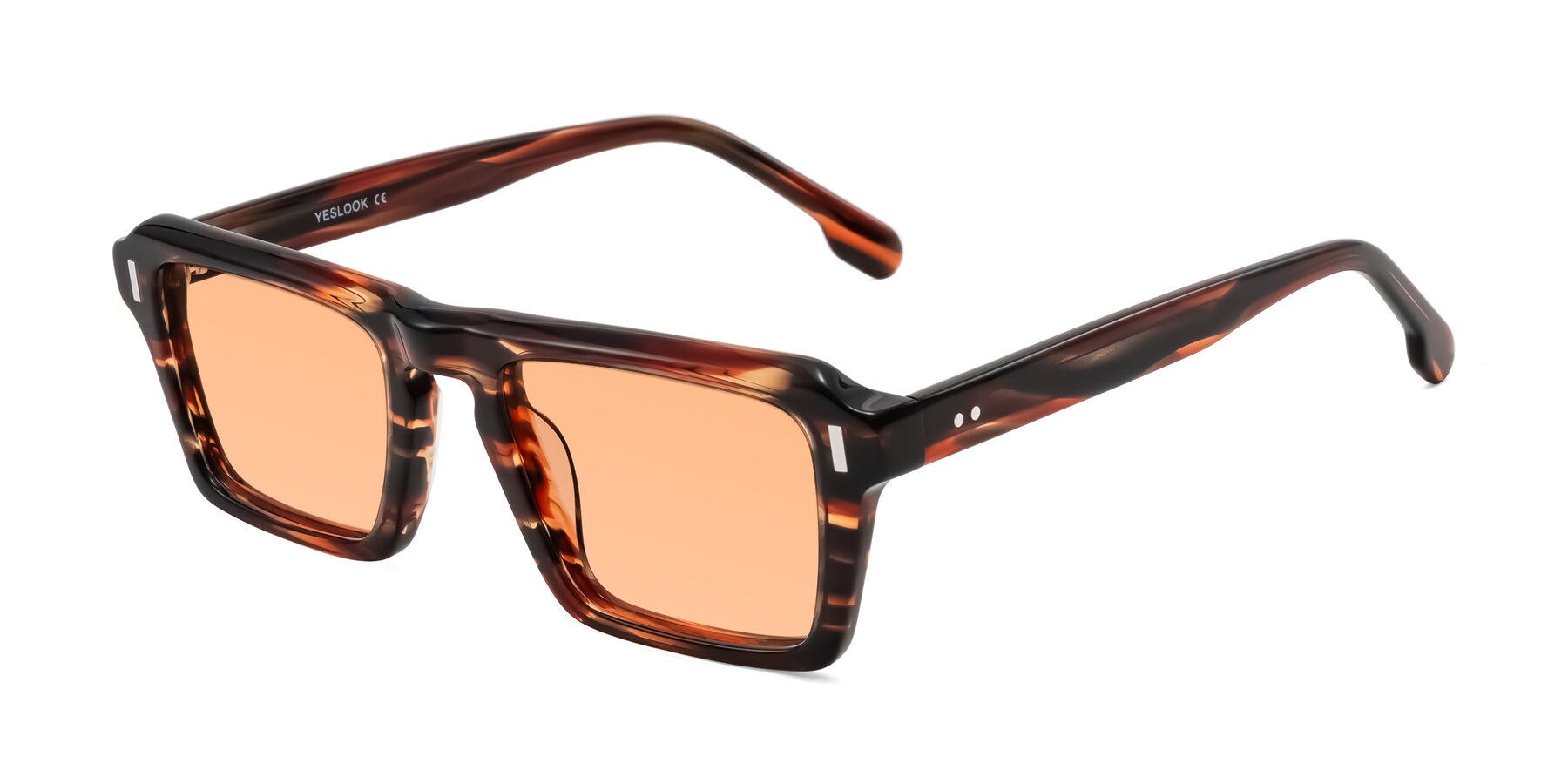 Angle of Sloan in Brown Striped with Light Orange Tinted Lenses