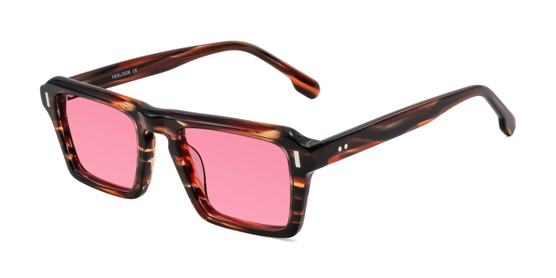 Angle of Sloan in Brown Striped with Pink Tinted Lenses