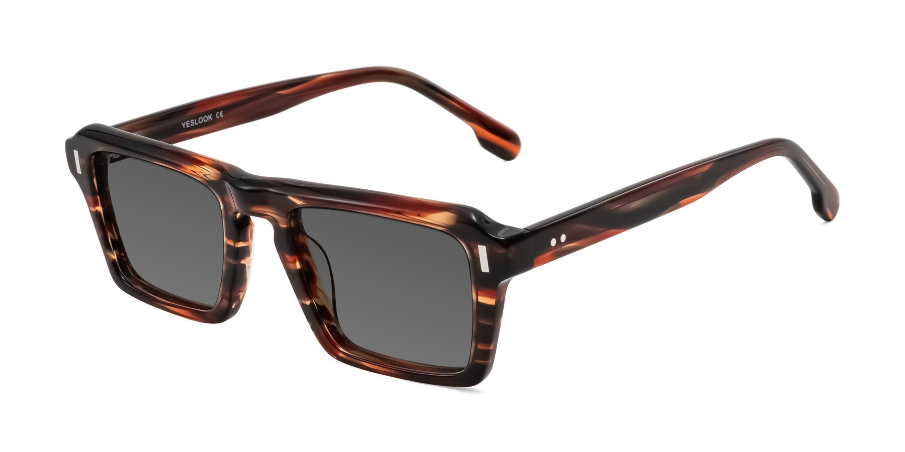 Angle of Sloan in Brown Striped with Medium Gray Tinted Lenses