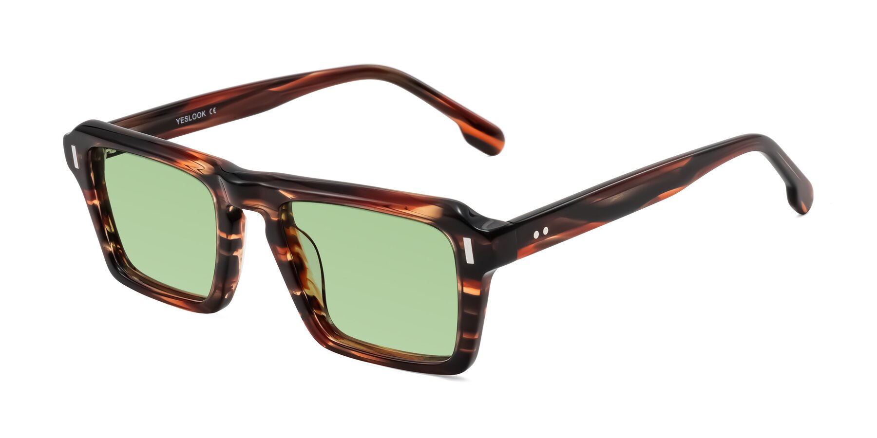 Angle of Sloan in Brown Striped with Medium Green Tinted Lenses