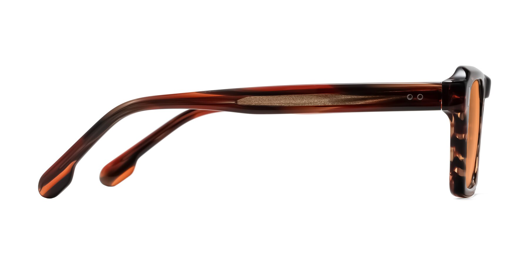 Side of Sloan in Brown Striped with Medium Orange Tinted Lenses