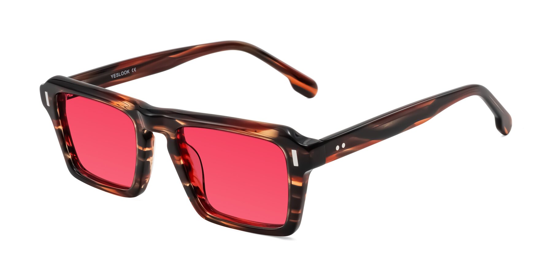 Angle of Sloan in Brown Striped with Red Tinted Lenses