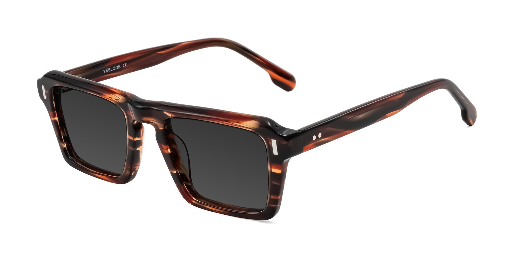 Angle of Sloan in Brown Striped with Gray Tinted Lenses