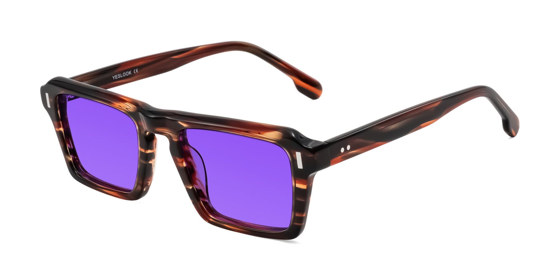 Angle of Sloan in Brown Striped with Purple Tinted Lenses