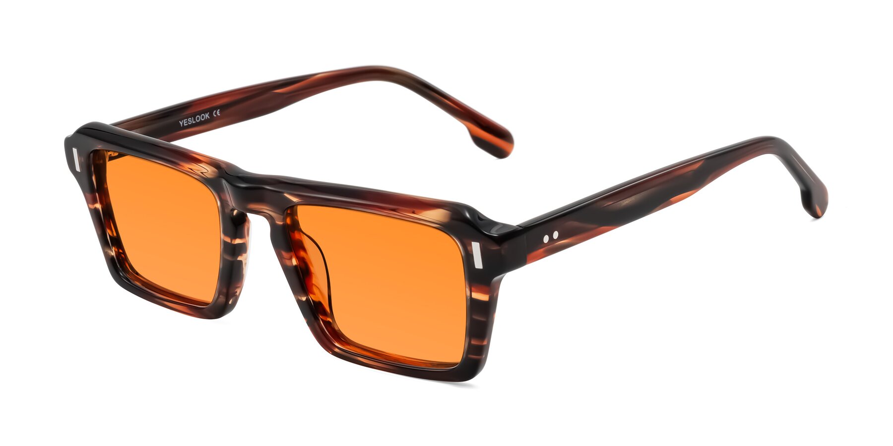 Angle of Sloan in Brown Striped with Orange Tinted Lenses