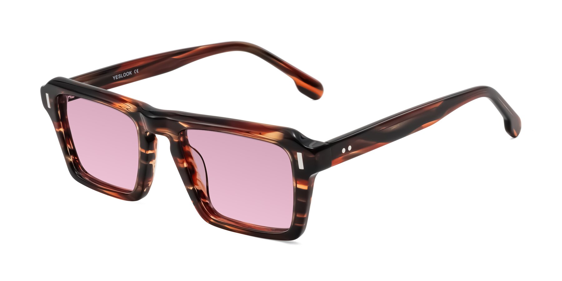 Angle of Sloan in Brown Striped with Light Wine Tinted Lenses