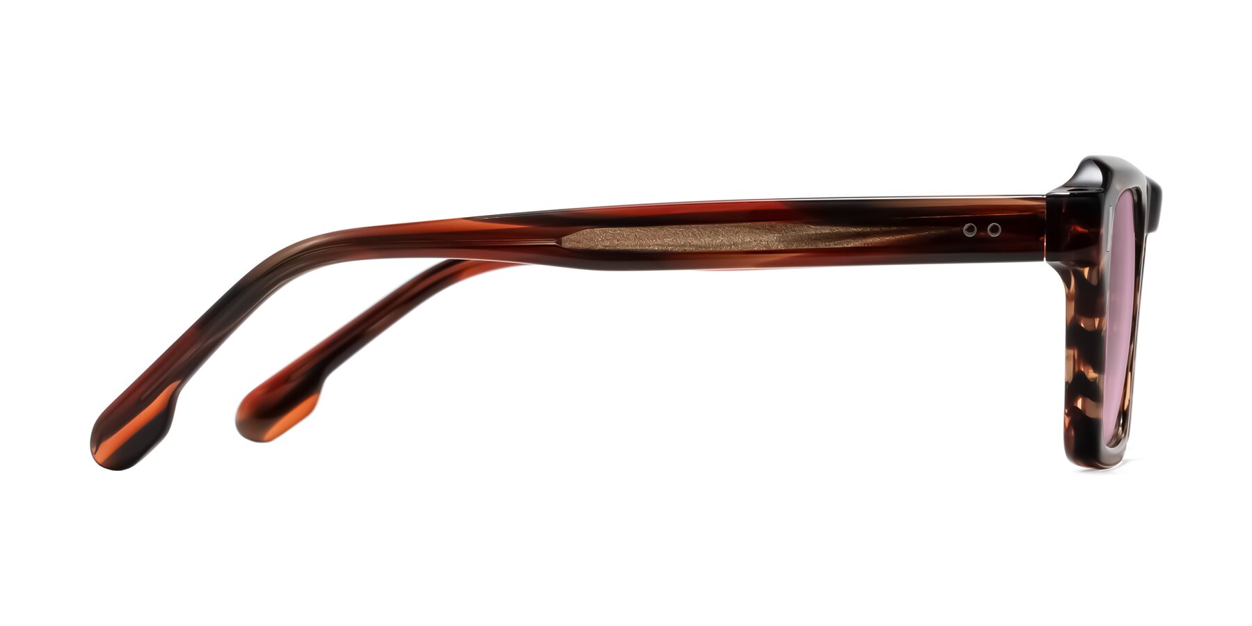 Side of Sloan in Brown Striped with Light Wine Tinted Lenses