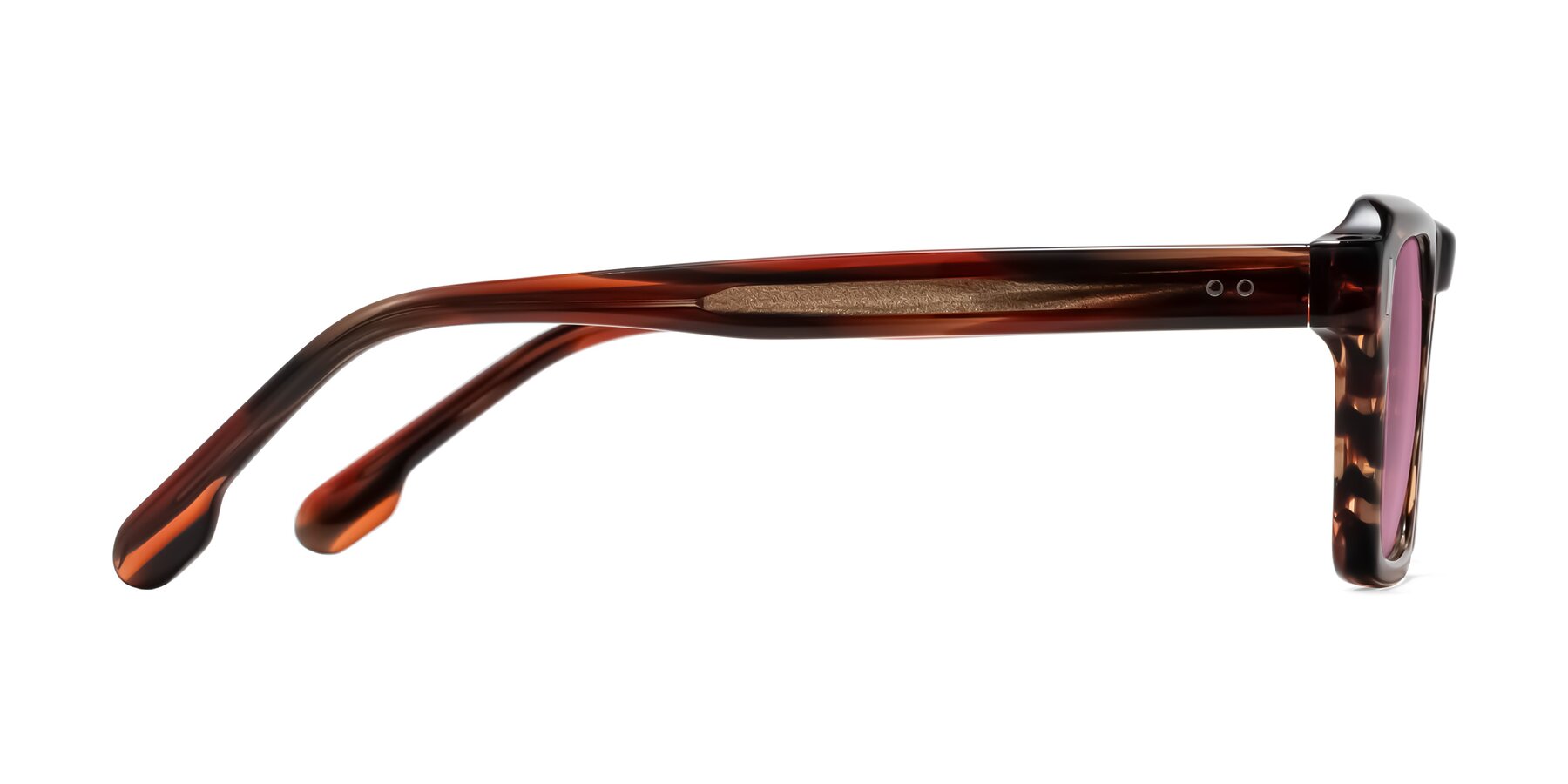 Side of Sloan in Brown Striped with Medium Wine Tinted Lenses