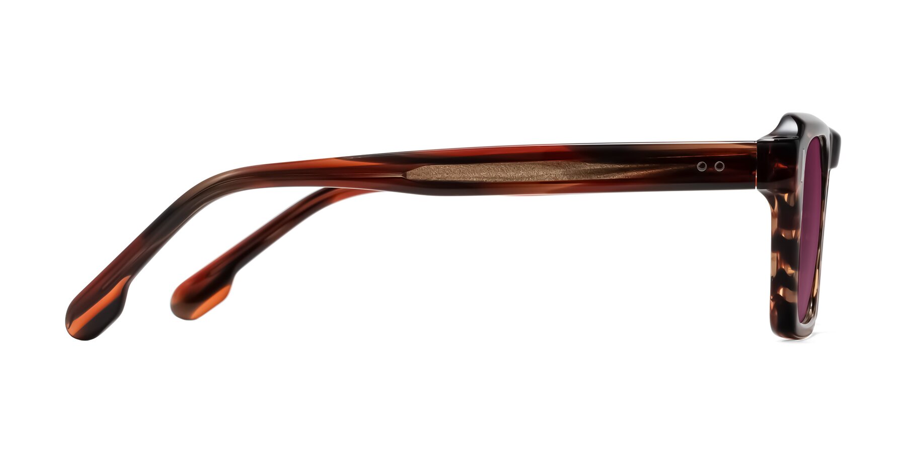 Side of Sloan in Brown Striped with Wine Tinted Lenses
