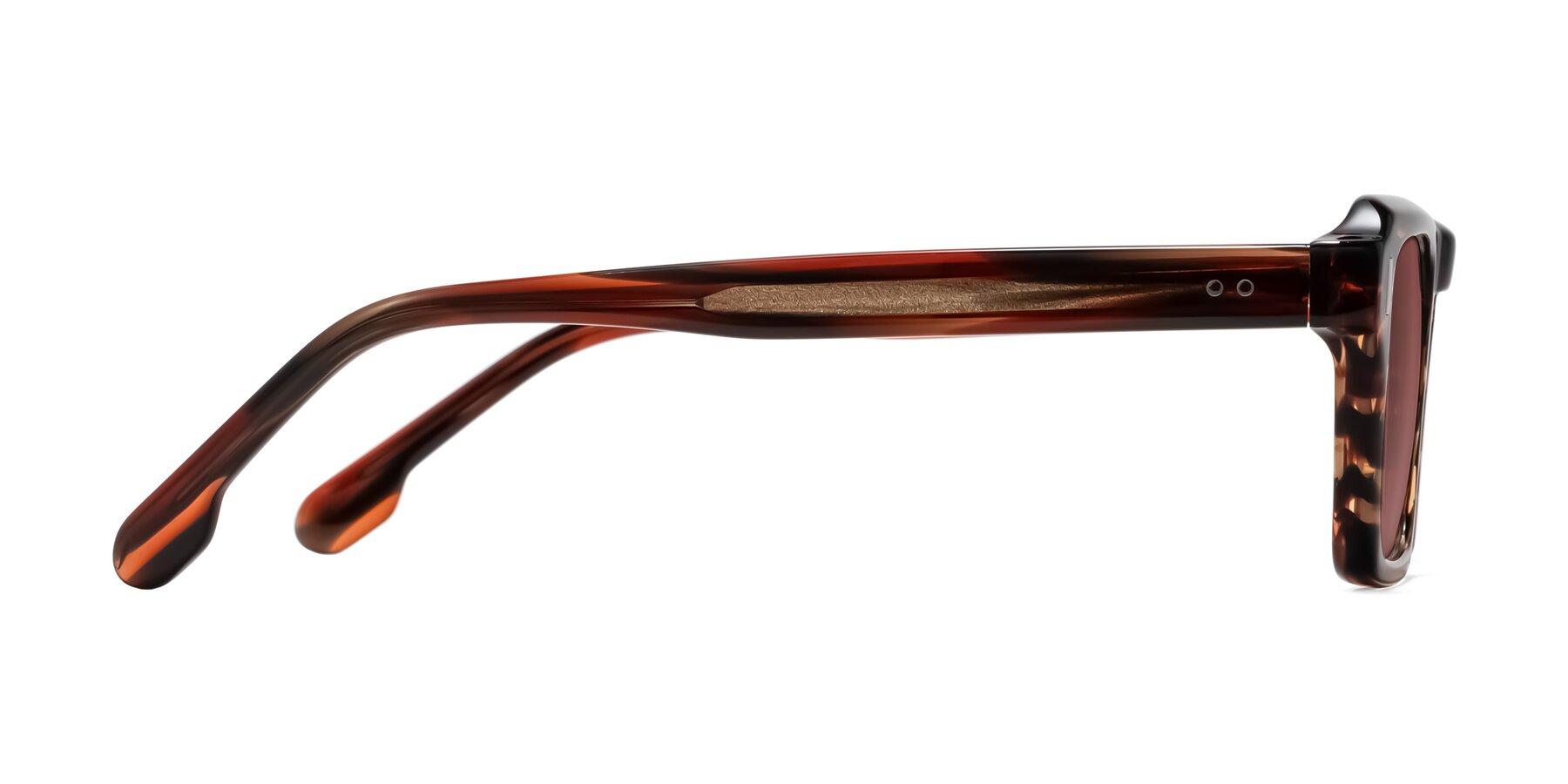 Side of Sloan in Brown Striped with Garnet Tinted Lenses