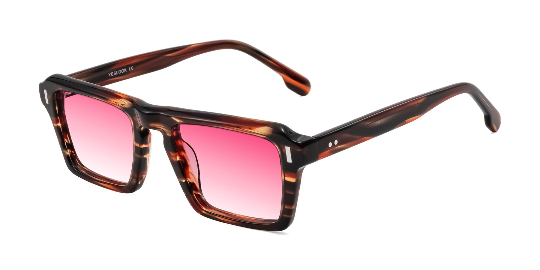 Angle of Sloan in Brown Striped with Pink Gradient Lenses