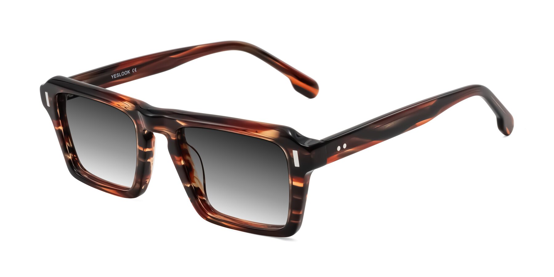 Angle of Sloan in Brown Striped with Gray Gradient Lenses