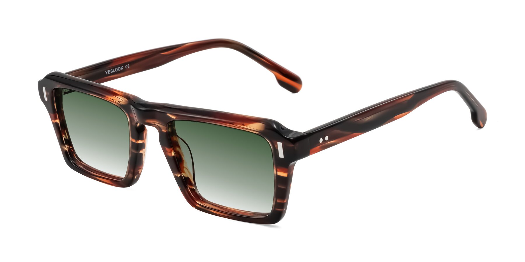 Angle of Sloan in Brown Striped with Green Gradient Lenses