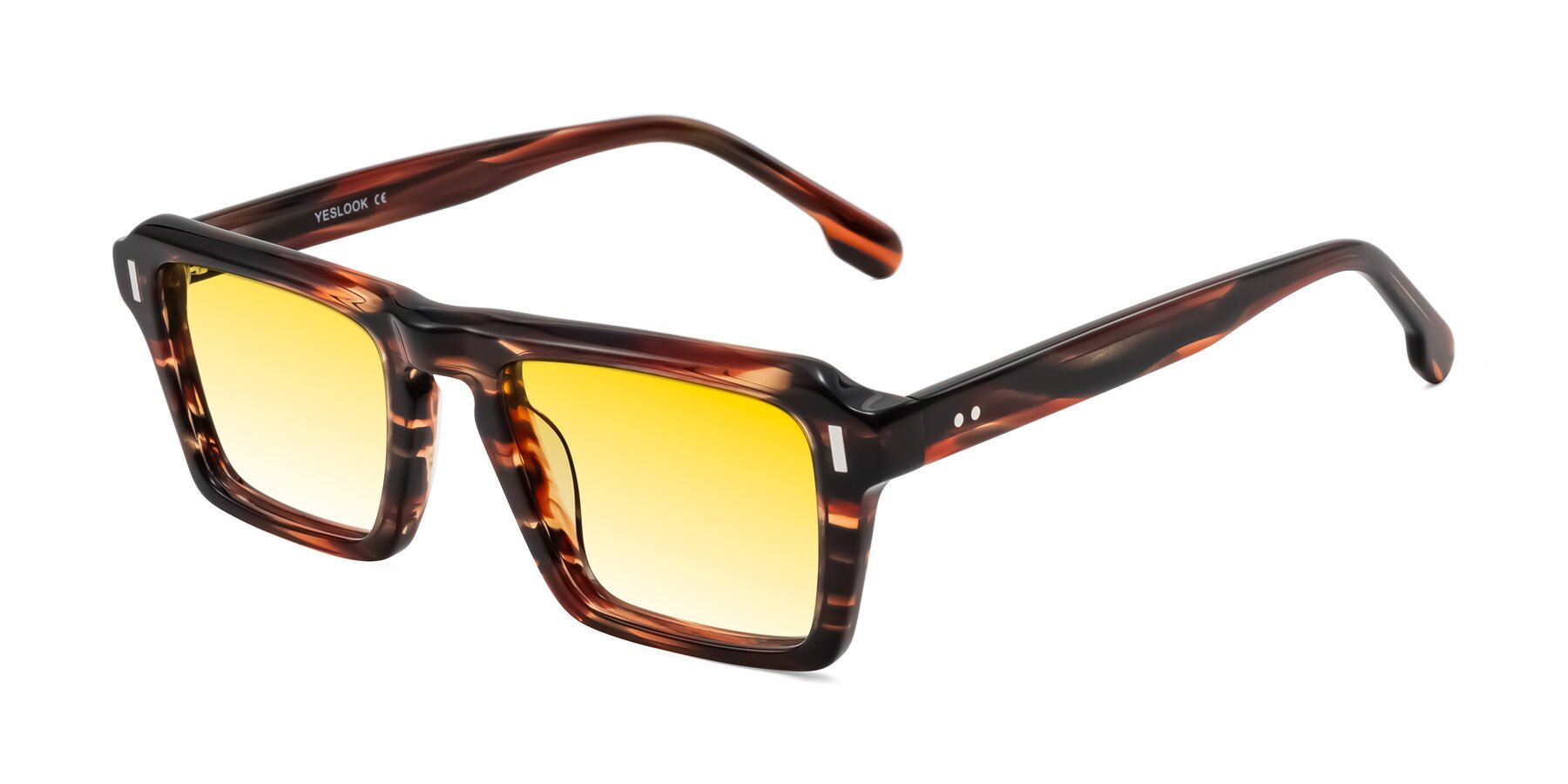 Angle of Sloan in Brown Striped with Yellow Gradient Lenses