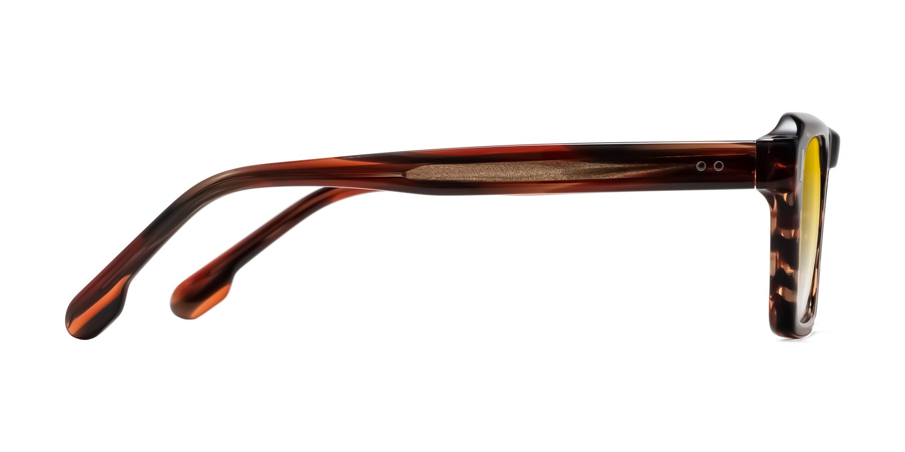 Side of Sloan in Brown Striped with Yellow Gradient Lenses