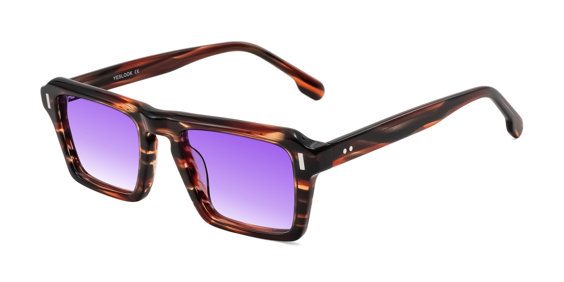 Angle of Sloan in Brown Striped with Purple Gradient Lenses