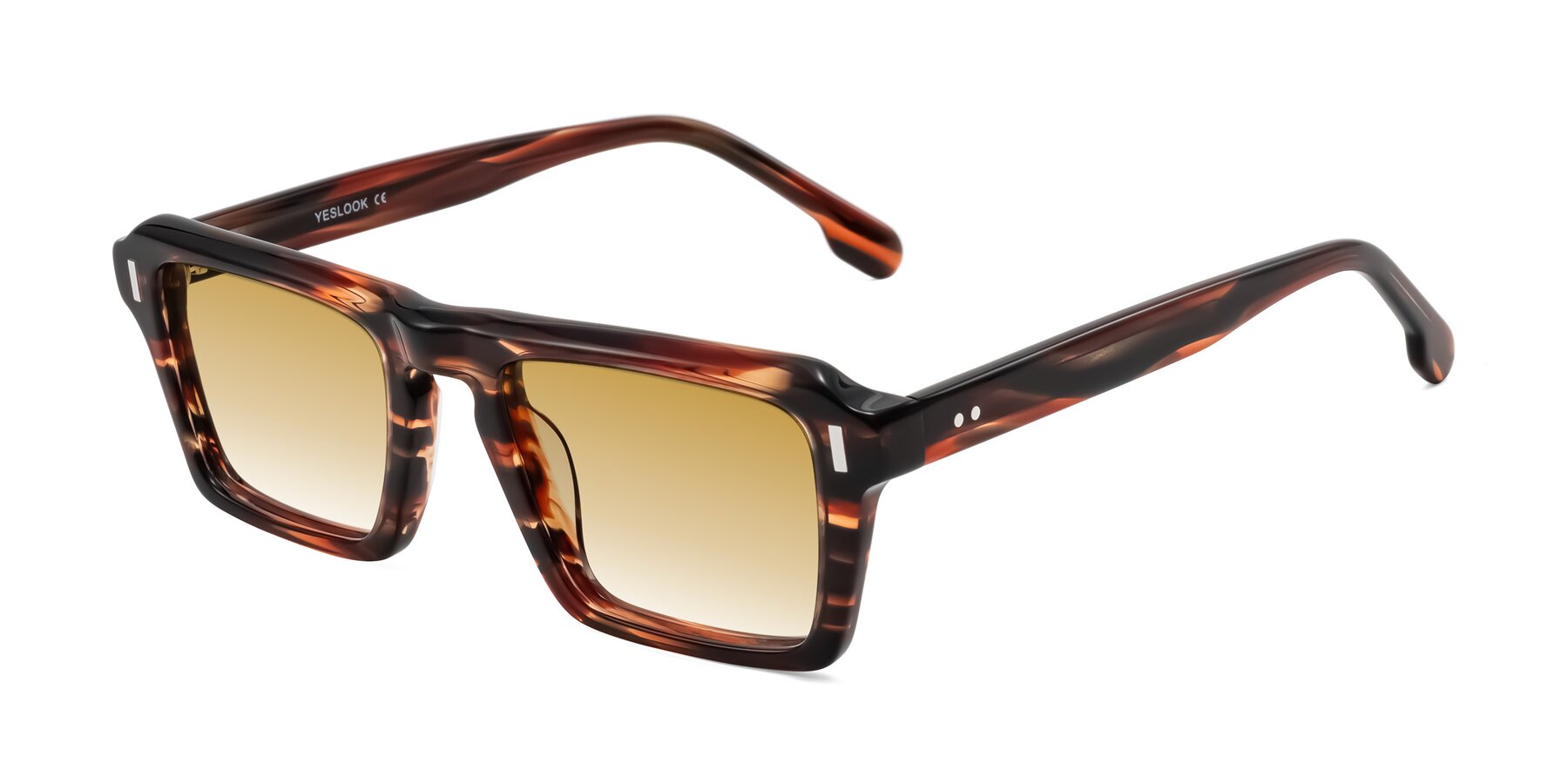 Angle of Sloan in Brown Striped with Champagne Gradient Lenses